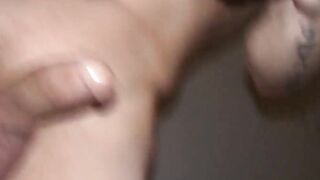White twink loves to suck an enormous cock and jerks off from it