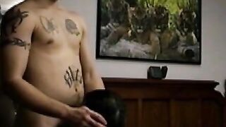 Str8Seduction.com - Inked straight guy slowly sucked off by gay friend intensely