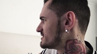 Tattoed hottie Gael feasts on bearded Gonzos massive dick and big balls