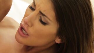 Already relaxed with a sensual bath August Ames moans as her lover savours her busty