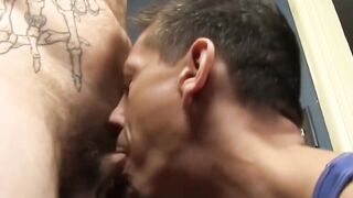 Horny stud slides his juicy dick deep into the tight hole of hot Ryan Cummings