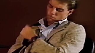 Young jock Eric Radford wants to cum hard so he jerks his dick while fondling his bal