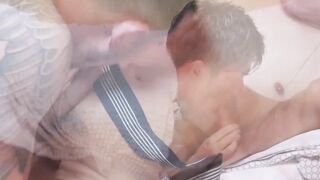 Tattooed jock Yusaku creams Kokis tight asshole after oiling him up