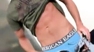 Hot straight Jake Woods masturbates and sprayed a mega cum shot