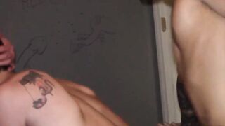 Muscular hunk barebacks a bottom dude and moans loudly till he cums
