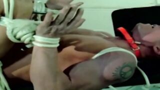 MuscleJockBound.com - Bondage gay's fingers and jerking off session during an intense