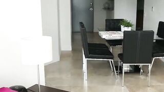 Gorgeous redhead Natalie Lust trades pussy for pizza
