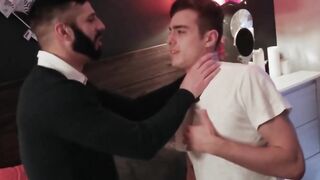 My bearded stepdad Romeo Davis grabs me and stuffs his cock in my wet mouth and ass Hoe 2