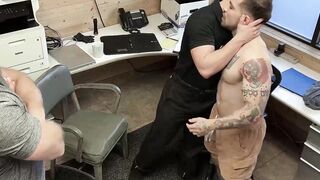 Perp Keith Foxxx devours the muscled officer and his hairy stepdads huge dicks Hoe 2
