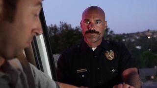 Officer Joshua Lewis licks pussy in a hardcore threesome session with hot Gal Ritchie