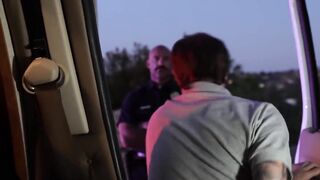 Officer Joshua Lewis licks pussy in a hardcore threesome session with hot Gal Ritchie