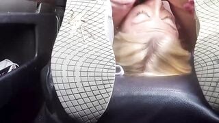 DykedPorn.com - Blonde Vera Bliss in intense car sex with a hot MILF