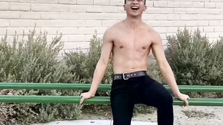 Newcomer Zed Sheng tugs his cock in this interview video