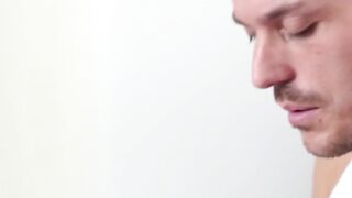 My straight friend Enzo Muller helps me masturbate my throbbing cock