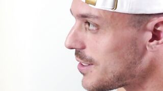My straight friend Enzo Muller helps me masturbate my throbbing cock