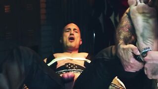 Derek Kage takes a huge cock in his mouth and extremely ass fucked by two hunks