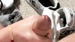 Handsome college guy Jason Pitt stroking his huge cock after school