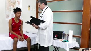 PinoyBoys.com - Doctor Daddy measures twink patient's ass with his hard cock