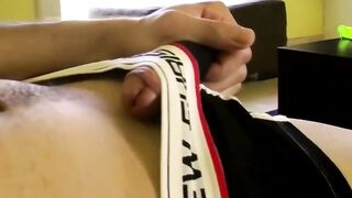 TwinkUndie.com - Cute young man's hot panties tug and powerful cumshot