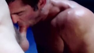 MuscleJockBound.com - Pierced wrestler's mutual blowjob leads to a cum spray in a rou