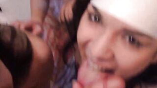 Hardcore 18yo besties cooking before big dick foursome