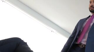 PlayingMen.com - Boss in a suit anal pounds his employee after a deep and sloppy blow