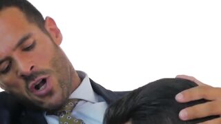 PlayingMen.com - Boss in a suit anal pounds his employee after a deep and sloppy blow