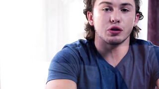 NextDoorXXX.com - Sensual young homo tugs big cock slowly until he cums in a hot solo
