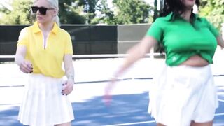 Kenzie Taylor and Mona Azar teaches their stepsons how to serve balls