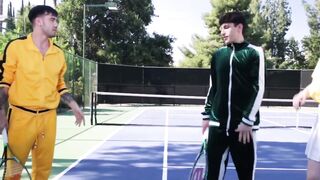 Kenzie Taylor and Mona Azar teaches their stepsons how to serve balls