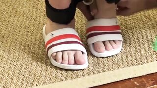 MaleFeetXXX.com - Hunky Aldo endures tickle torment in his sandals by a relentless ha