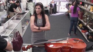 Good looking vixen sells cello and fucks for extra cash