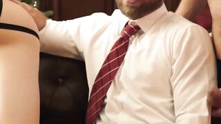 GayForSale.com - Smooth twinks drilled deep by suited hung hunks in a bareback office