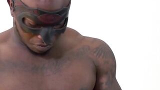 MaskXXX.com - Inked ebony stud's fleshlight play and solo wanking