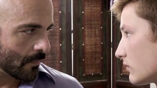MaleIcons.com - Bearded bald Adam Russo shoves fat dick into mouth