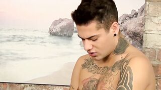 Inked Mickey Taylor hard pounding blonde twink after rimming