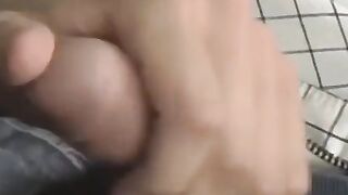 Young Blair Mason cum sprayed after jerking off in threesome