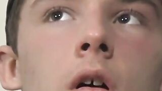 Young Blair Mason cum sprayed after jerking off in threesome