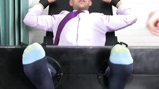 MaleFeetXXX.com - Businessman's body and feet tickled without mercy