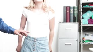 Blond teen shoplifter facialized after sex with guard