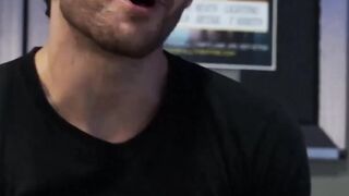 FalconsXXX.com - Two horny guys blowing each others dicks through a glory hole in a h