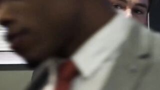 FalconsXXX.com - Two horny guys blowing each others dicks through a glory hole in a h