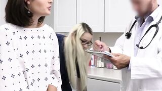 Naughty brunette Dharma Jones moans while the doctor penetrates her deeply
