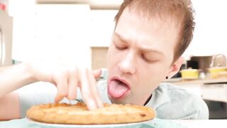 I caught Alex Jett fucking a pie so I let him fuck my even more delicious pussy