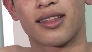 DaddyBreeding.com - Bareback banged twink sucking two hard daddy dicks until he choke