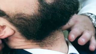 Bearded businessman Miguel Angel bareback barber banging