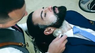 Bearded businessman Miguel Angel bareback barber banging
