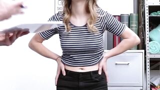 Teen shoplifter stripped naked for interrogation and fucked