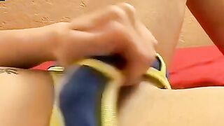 TwinkUndie.com - Solo twink's self-grope and intense thick cock jerk off