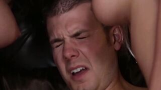TabloidXXX.com - Bound guy watches lesbian action after first fuck